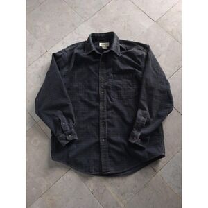 Vintage 2000s Y2K Eddie Bauer Plaid Corduroy Button-Down Shirt Cotton M